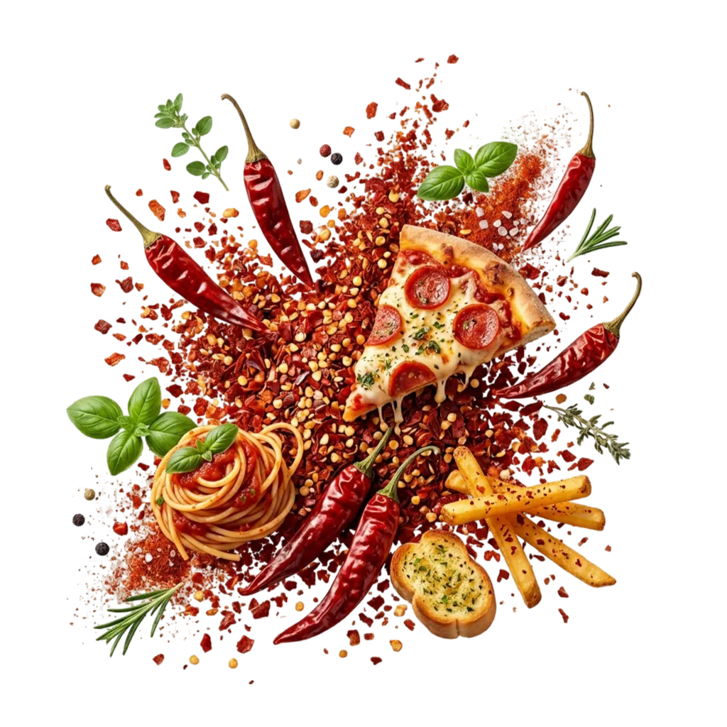 oregano, chilli flakes, peri peri